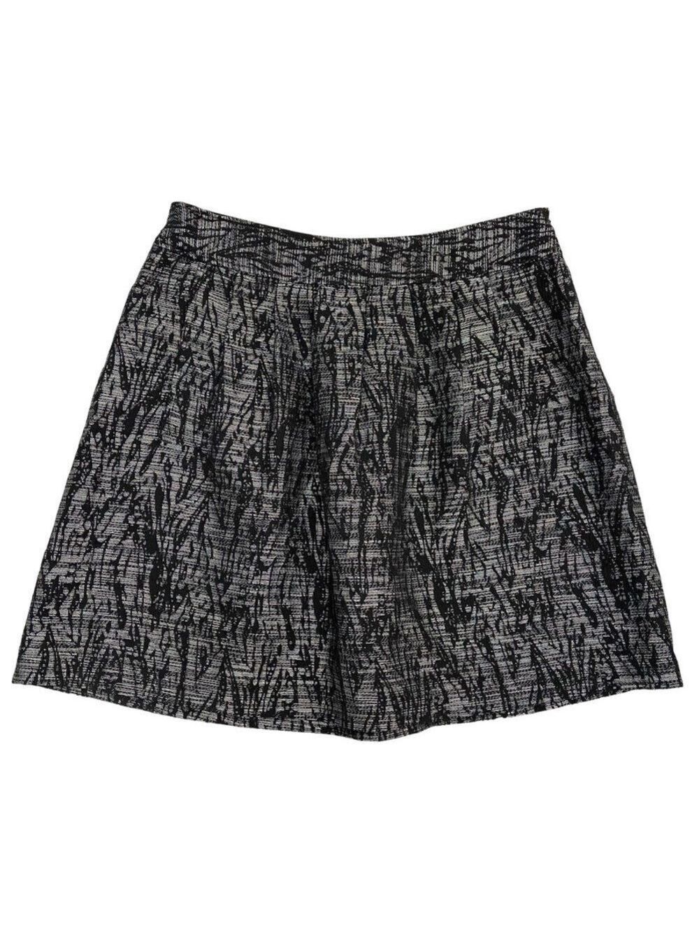 Stunning Michael Kors A-Line Woven Black Silver Skirt Pockets Size 12 Elegant